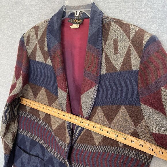 David Paul Southwestern Jacket Womens L Burgundy Aztec Tribal Country Rodeo Vtg - Picture 13 of 16